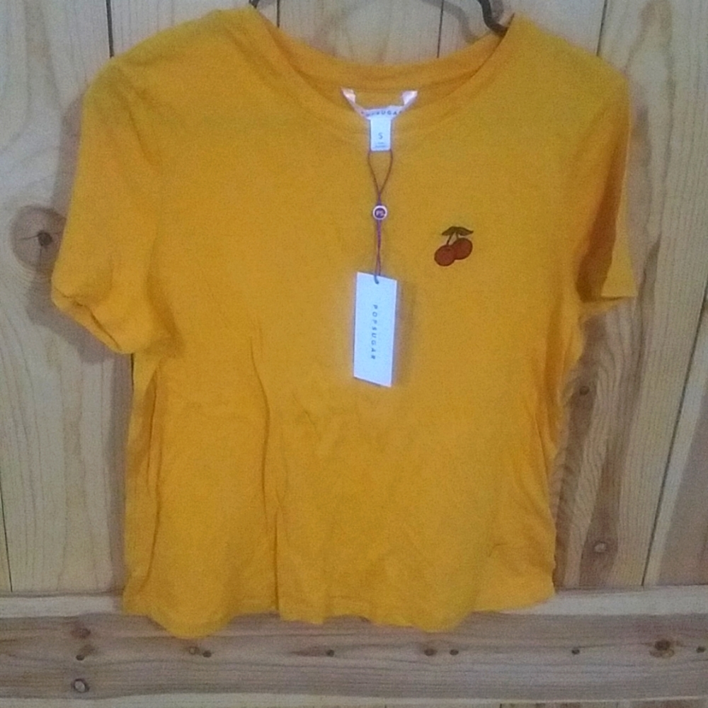 NWT Yellow Crop w/Cherry Size S